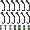 12 Pcs Coat Hooks Backpack, Wall Hooks for Hanging Heavy Duty, Rustic Cast Iron Black Hooks for Clothes/Hats/Keys/Towels/Purses