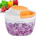 Manual Food Processor Vegetable Chopper, Portable Hand Pull String Garlic Mincer Onion Cutter for Veggies, Ginger, Fruits, Nuts, Herbs, etc.,500ml (White)