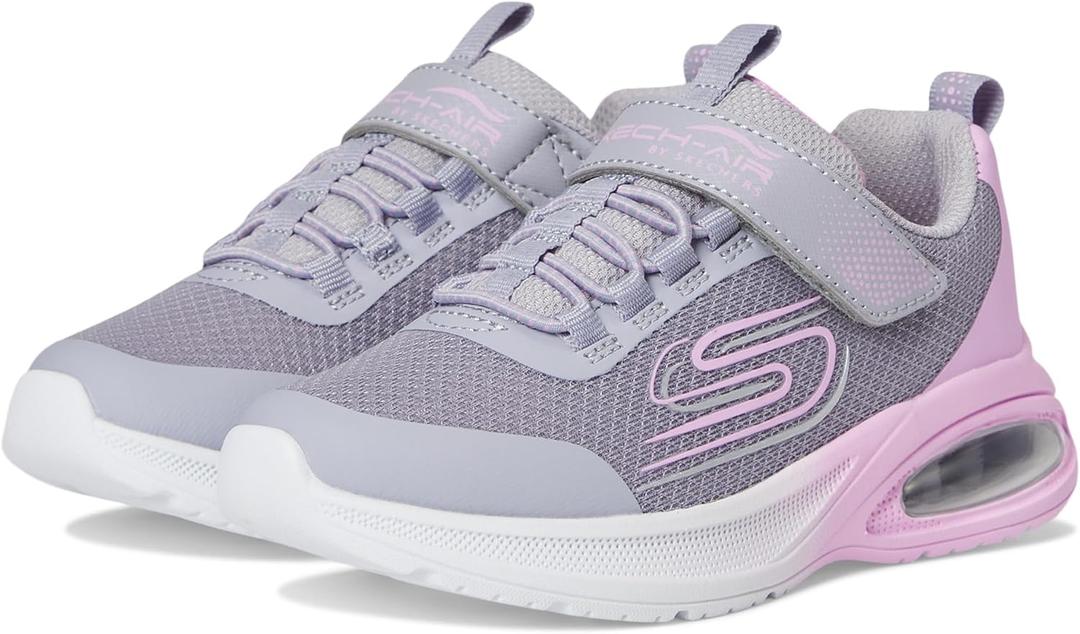 Skechers Girls' Microspec Max Advance-Fly 3.0 Sneakers (11 Little Kid, Grey/Lavender)