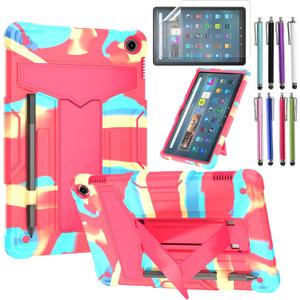Case for Amazon Fire Max 11 (13th Generation, 2023 Released) - Heavy Duty Hybrid Protective Case Cover with Kickstand + 1 Screen Protector and 1 Random Stylus (Candy/Pink)