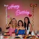 Happy Birthday Neon Sign, Pink LED for Birthday Party Backdrop 22x16.9 Inch