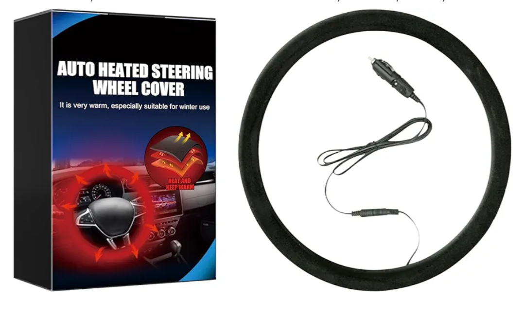 Heated Steering Wheel Cover,15" 12V Steering Wheel Warmer Heated Steering Wheel Protector Cover for Winter Universal,Suitable for Standard Size Cars, Trucks, Vans, SUV1