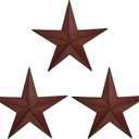 COOZZYHUOR 11.8" 3Pcs Red Black Barn Star Wall Art Decor,American Metal Stars for Outside Or Inside, Iron Texas Star Rustic Vintage Western Country Home Farmhouse Wall Art Decorations