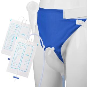 Wearable Urine Collector for Men External Catheter for Men Comfortable Secure Fit with Flexible Tubing for Everyday Home and Overnight Use, Elderly Men Blue, One Size