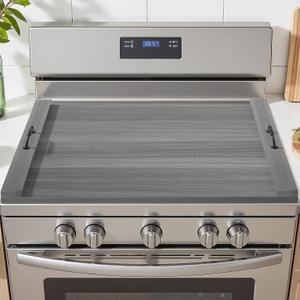 Gas Stove Top Cover: Wooden 30 * 22 Inches Electric Stovetop Covers, Noodle Board with Handles, Wood RV Cutting Board for Kitchen Counter (Grey)