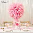 50pcs Faux Pampas Grass,17.7" Artificial Fluffy Pampas Grass Decor Short Fake Pompos for Home Room Birthday Party Centerpieces Decoration(Gridient Pink)