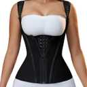 YIANNA Waist Trainer for Women Tummy Control Sports,Workout Hourglass Vest Waist Cincher with Adjustable Shoulder Strap (Large, Black)