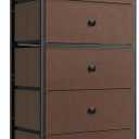 Mifuro Tall Fabric Dresser for Bedroom, Vertical Storage Organizer Tower with 7 Drawers, Chest of Drawers with Bins, Steel Frame, Wood Top for Bedroom, Closet, Entryway Grey