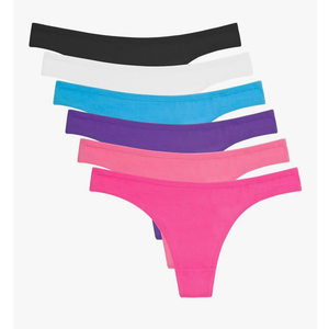 ANZERMIX Women's Breathable Cotton Thong Panties Pack of 6 (6-pack Basics, Medium)