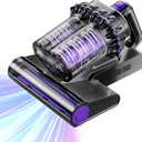 Mattress Vacuum Cleaner, 16Kpa Bed Vacuum Vleaner 253.7nm UV-C Light, 145F Heat, HEPA Filter & Ultrasonic, Versatile Handheld Vacuums for Bed, Sofa, Couch, Crib (Corded,600W) (Gray)