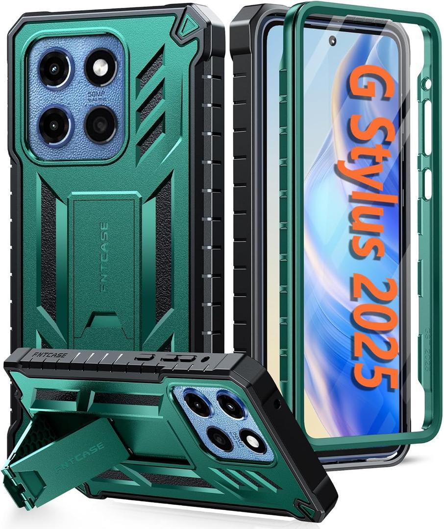 FNTCASE for Motorola Moto G-Stylus-5G-2025 Case: Military Grade Drop Proof Protection Mobile Cover with Kickstand | Matte Textured Rugged Shockproof TPU for Moto G Stylus 2025 Case - Green FNTCASE for Motorola Moto G-Stylus-5G-2025 Case: Military Grade Drop Proof Protection Mobile Cover with Kickstand | Matte Textured Rugged Shockproof TPU for Moto G Stylus 2025 Case - Green