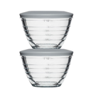 2PC Anchor Hocking 4In12 Glass Prep 2-Cup Bowl W / Lid Set - Clear