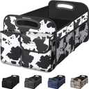 Femuar Car Trunk Organizer, Cow Print, Vintage Style, 52L Capacity, 4 Compartments, Waterproof, Non-Slip, Collapsible, 22.5"D x 18"W x 10.8"H