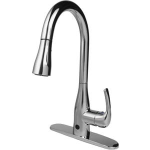 Bio Bidet FLOW Touchless Kitchen Faucet with Pull Down Sprayer, Low Single Handle, Chrome (Low Handle Touchless, Chrome)