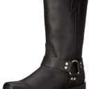 RIDETECS Mens 13in Harness Straps Heavy Duty Oiled Leather Motorcycle Boots, Black - Waterproof, Soft Toe, and Heel Motocross Boots For Men