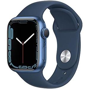Apple Watch Series 7 [GPS 41mm] Smart Watch w/Blue Aluminum Case with Abyss Blue Sport Band. Fitness Tracker, Blood Oxygen & ECG Apps, Always-On Retina Display, Water Resistant