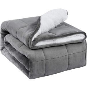 Uttermara Weighted Blanket Twin 15 Pounds for Adults 48x72 inches, Soft Plush Fleece & Cozy Warm Sherpa Weighted Blankets Great for Sleep & Calming, Twin Size Heavy Blanket for Couch Bed, Grey, 48" x 72" 15lbs