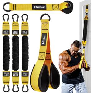 Resistance Bands with Handles, Exercise Bands with Door Anchor for Working Out, Home Gym Workout Equipment for Push Downs, Tricep, Biceps, Arms, Back, Chest, Abs, Shoulder Training (Yellow)