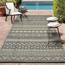 GarveeHome Outdoor Rug 8x10 Reversible Mats, Plastic Straw Rug, Modern Area Rug, Large Floor Mat and Rug for Outdoors, RV, Patio, Backyard, Deck, Picnic, Beach, Trailer, Camping, Coffee/Black(Boho)