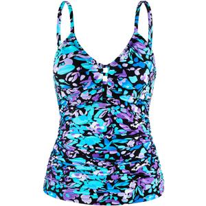 Ocean Blues Women's Retro Tankini Swimsuit Shirring Tummy Control Tankini Top Only (Medium, Multi Floral)
