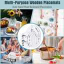 Queekay Housewarming Gifts New Home 1 Farmhouse Trivet for Hot Dishes and 5 Wooden Coasters Round Wood Hot Pads Set with Holder for Home Christmas Decoration 7" and 4"(Gray, White)