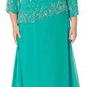 J Kara womens 3/4 Sleeve Floral Beaded Asymmetrical Hem Top Mock Flair Dress Formal Dress 8