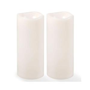 NURADA Large Outdoor Solar Candles Waterproof - 10" x 4" Rechargeable Solar Powered Flameless LED Pillar Flickering Candle for Patio Porch Lanterns Decor - Ivory White Set of 2