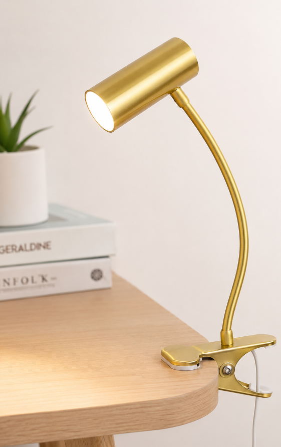 Globe Electric 52097 Pratt 18" Desk Lamp, Matte Brass Finish, Adjustable Height, in-Line Rocker On/Off Switch