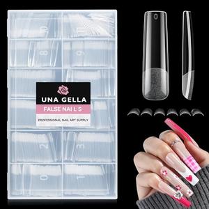 UNA GELLA Nail Tips Sqaure Extra Long Tapered Sqaure Nail Tips 504pcs XXL Clear Fake Nails Full Cover Square Gel Tips for Acrylic Nails Tips for Press on Nail Extensions Home DIY Salon 12 Sizes