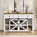 Virubi 55 in Sideboard Buffet Cabinet with Storage,Sliding Barn Doors,3 Drawers and Shelves,Farmhouse Coffee Bar Cabinet for Living Room,Hallway,Entryway,White