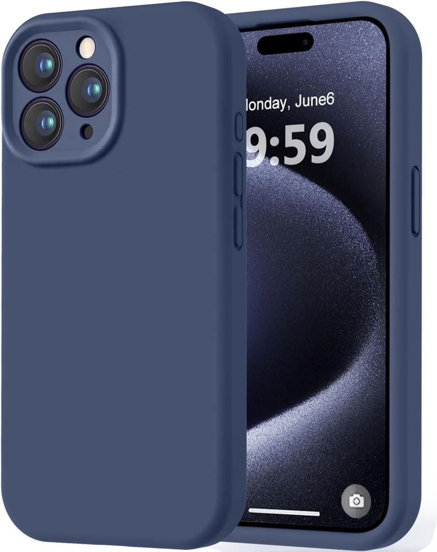LOVE 3000 Designed for iPhone 15 Pro Case, Premium Silicone with [Soft Anti-Scratch Microfiber Lining] Shockproof Protective Phone Case for Men Women Girls 6.1", Navy Blue