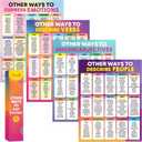 Decorably 4 Vibrant Other Ways to Say Poster, 17x22in Matte-Laminated Educational English Posters for High School Classroom, Elementary, Middle School - Bulletin Boards, Hallways, Homeschool