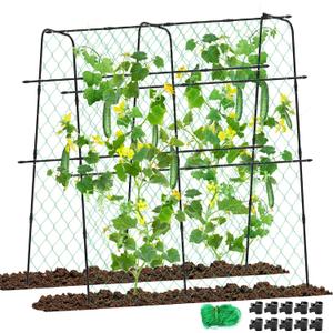 Garden Trellis for Climbing Plants Outdoor, Deaunbr Cucumber Trellis for Raised Bed, Metal Trellises Gardening Supplies, Arch Plant Support Frame for Vegetable, Flower, Tomato, Bean, Pea, Melon, Grape