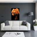 ZSHARTSWD African American Canvas Wall Art Black Woman with Flowers on Head Picture Abstract Black Girl Painting Prints for Girls Room Bathroom Decor Framed (Orange, 20L x 16W)