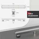 WEBANG 24 Inch Linear Shower Drain Rectangular Floor Drain with Accessories Reversible 2-in-1 Cover Tile Insert Grate Removable SUS304 Stainless Steel CUPC Certified Brushed