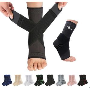 ABIRAM Ankle Brace for Women & Men, Ankle Compression Sleeve, Foot Sleeve with Wrap, Ankle Support, Foot Brace for Sprained Foot & Arch, Plantar Fasciitis Relief Socks, Achilles Tendonitis L