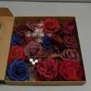 Floroom Burgundy Navy Blue Artificial Flowers Marsala Fake Roses Peonies Greenery Combo Box Set for DIY Dark Red Wedding Bouquets Bridal Shower Centerpieces Floral Arrangements Party Tables Decoration
