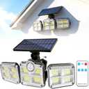 Magnetic Solar Lights Outdoor, Motion Sensor Porch RV Light with Remote IP65 Waterproof 122 LED Ultra-Bright Lighting 270° Wide Angle for Yard Garden Patio Camp