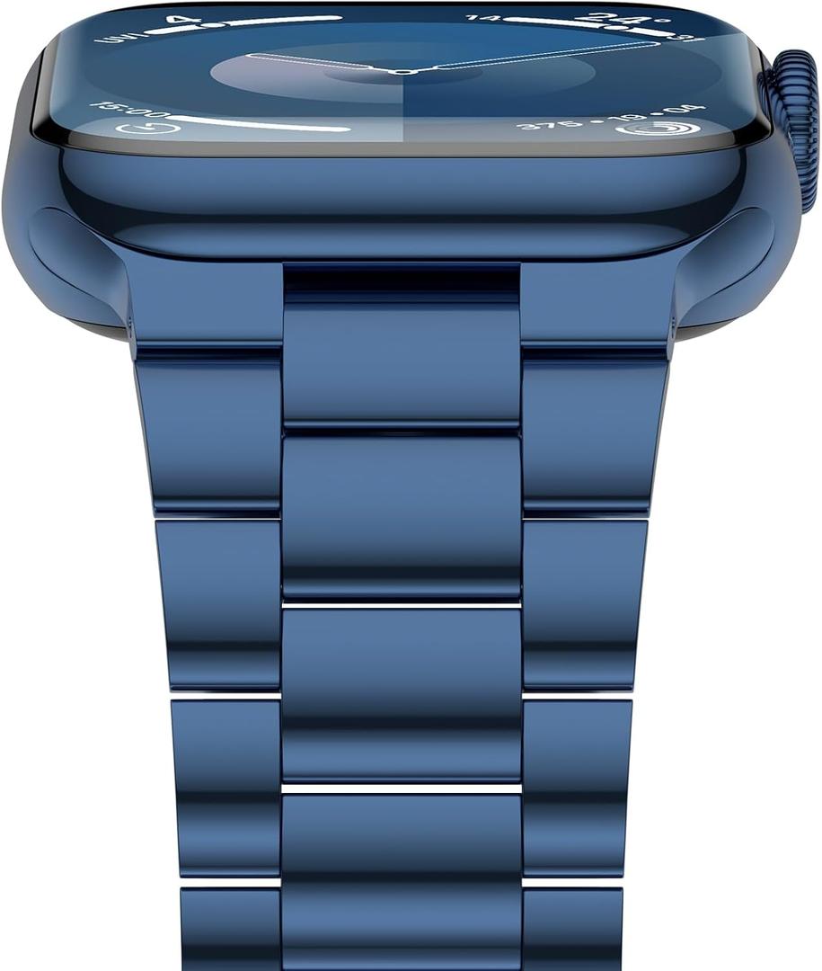 iiteeology Lightweight Stainless Steel Band Designed for Apple Watch Ultra 3 & Ultra 2, Series 1-11, 46mm, 45mm, 44mm, 42mm, Replacement iWatch Bands for Men & Women,Blue