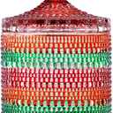 Christmas Decorative Glass Jars with Lids Christmas Candy Jar with Lid Red and Green Candy Dish for Cookie Snacks Decorative Xmas Holiday Party Supplies