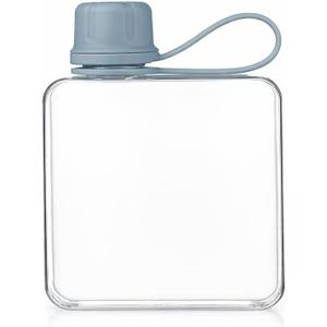 Flat Water Bottle Travel Flask Portable 10.5 oz BPA Free Tritan Square Water Bottles Leakproof Slim Water Bottle for Purse Travel Pocket Sports Fitness(Blue, 10.5 OZ)
