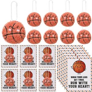 Jenaai 20 Set Basketball Gift Plush Keychain with Inspirational Cards Sport Decoration Basketball Goodie Bag Stuffers for Prize Team Coach Adults Players Lover Valentines day