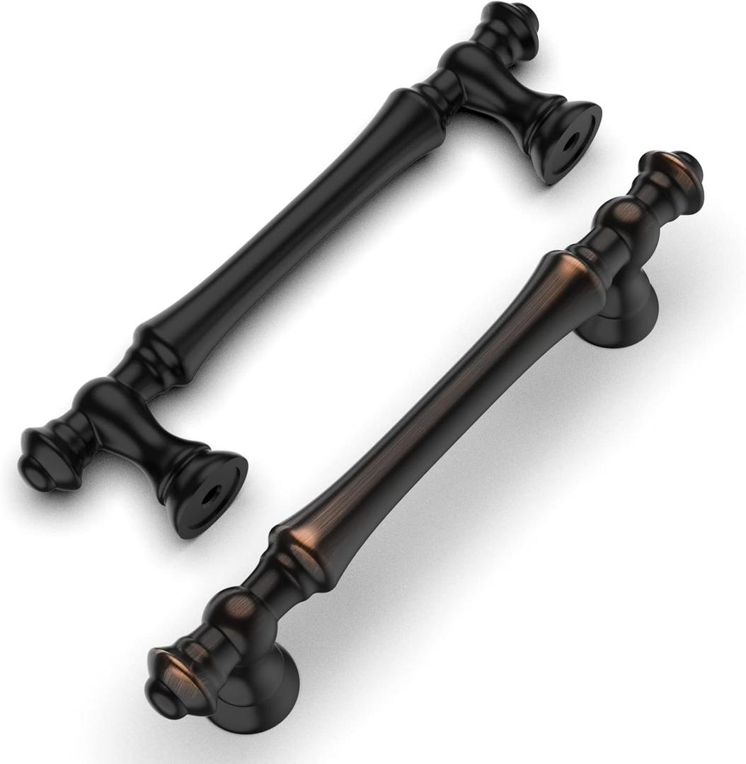 Amerdeco 10 Pack Oil Rubbed Bronze Cabinet Pulls 3.75 Inch(96mm) Hole Center Cabinet Hardware Kitchen Cabinet Handles for Bathroom Drawer Pulls Dresser Pulls ZH0014
