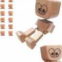 Shaking Wooden Man Figurine - Shaking Feet Wooden Doll for Car Dashboard Decorations, with 12PCS Magnetic Expressions, Funny Handmade Desk Decor for Office Home, Creative Wood Gift Idea