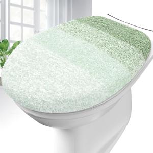 OLANLY Soft Microfiber Bathroom Toilet Lid Cover, Machine Washable Covers, 17.5x15, Stays in Place Rubber Backing, Fits Most Round, Elongated and Oblong Lids, Accessories Decor, Sage Green