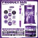 Supervitae 200 Pcs Purple Ribbon Awareness Accessories, Include 50 Ribbon Gift Bags 50 Purple Awareness Wristband 50 Pen 50 Button Pin for Campaign Support Supplies