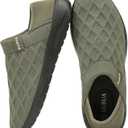 KUBUA Mens Womens Slippers Indoor Lightweight House Shoes Outdoor Breathable Slip on Loafers (A Black Green)