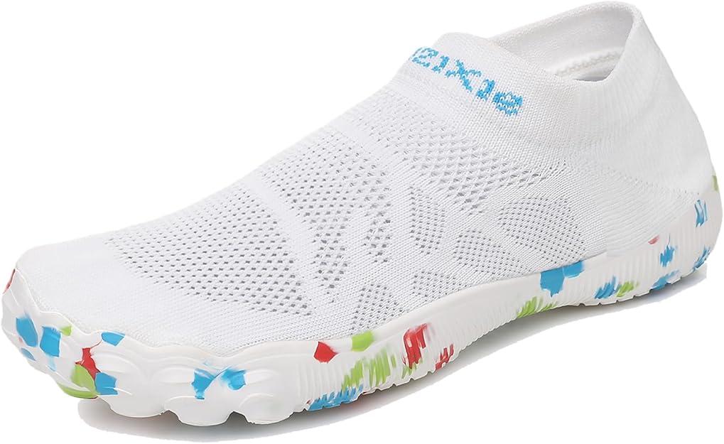Water Shoes Women Barefoot Athletic Workout Gym Footwear Beach Swim Sneakers Quick Drying Boat Aqua Shoes for Water Sport Diving Sailing Travel Fishing Men's Shoes, White 10.5