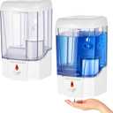 Hushee 2 Pcs Automatic Soap Dispenser Sensor Hand Sanitizer Dispenser Battery Powered for Office Kitchen Hotel (23.7 oz/ 700 ml, White)