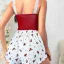 Girece Sexy Pajama Set for Women 2 Piece lounge Set Floral Cami and Shorts Lingerie Set Cute Pjs Lace Trim Sleepwear (White, XL)